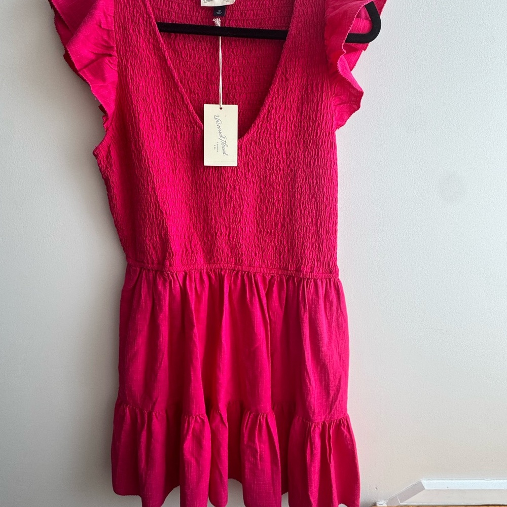 Universal Thread Hot Pink Tiered Ruffle Casual Dress